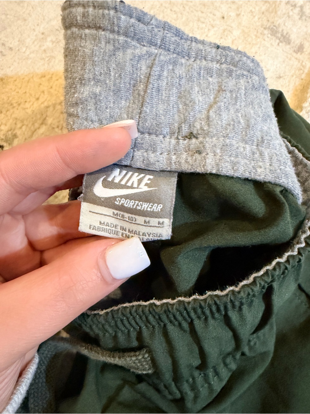 Nike Olive Green Bomber pants with Gray Trim